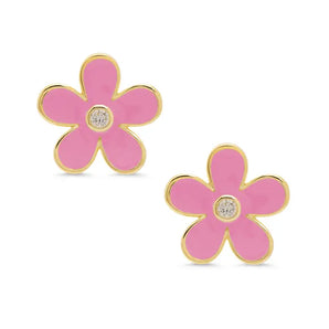 Pink Flower Stud Earrings