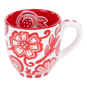 Red and White Flower Mug