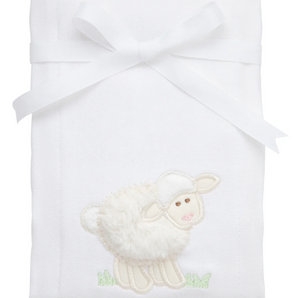 White Lamb Applique Burp