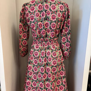 Mix Floral Ruffle Midi Dress