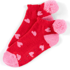 Hearts Red Home Socks