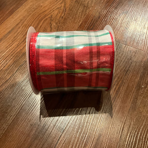 4" Plaid Silk Faux Dupioni Ribbon