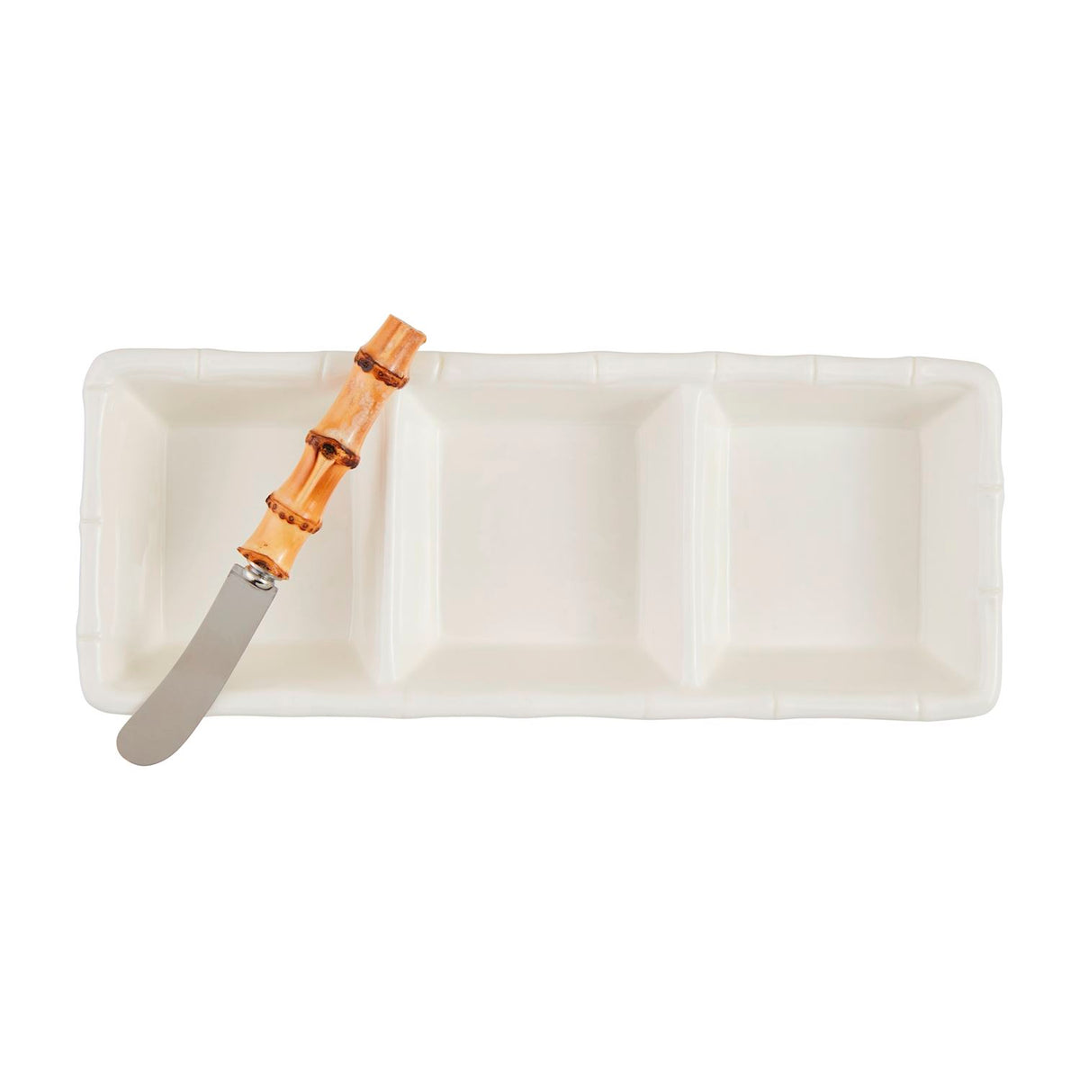 White Bamboo Triple Tidbit Tray