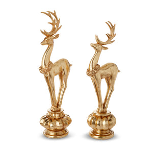 Gold Deer with Wreath on Stand