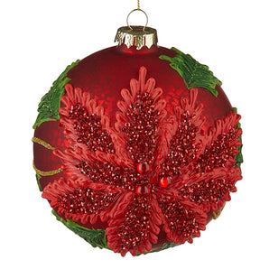 Glittered Red Poinsettia Ornament