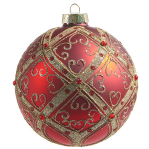 Red and Gold Embellished Ball Ornament