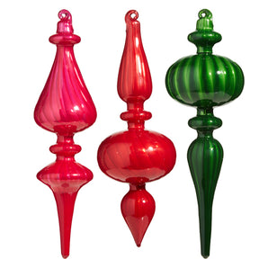 10" Blown Glass Finial Ornament