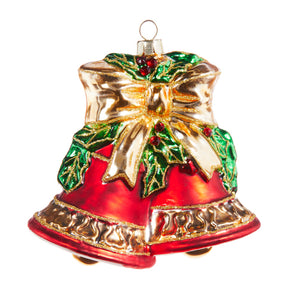 Red and Gold Glass Bell Ornament