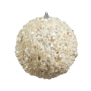 4" Pearl Embellished Ball Ornament