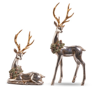 Silver Deer with Wreath