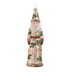 Holly Leaf Santa Ornament