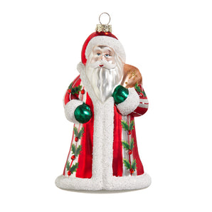 Holly Coat Santa Ornament