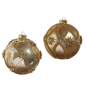 Star and Jewel Gold Ball Ornament