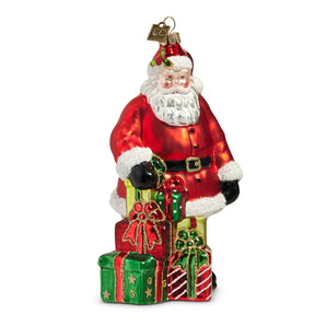 Santa with Stacked Present Ornament