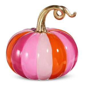 10" Pink & Orange Stripe Pumpkin
