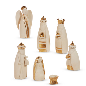 Metallic Gold & Ivory 7 Piece Nativity