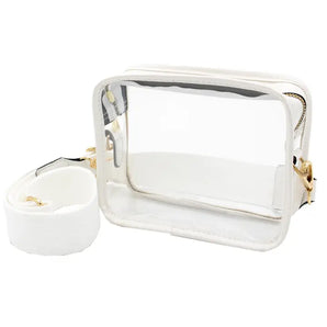 Clear Camera Crossbody with Leather Trim