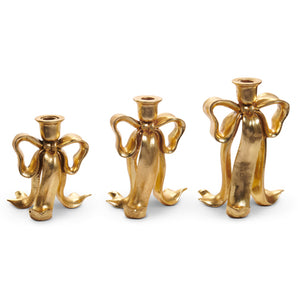 Gold Bow Candlestick
