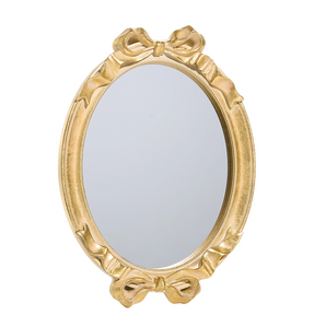 13" Gold Bow Oval Mirror