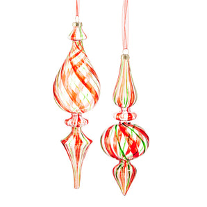 TriColor Holiday Glass Finial