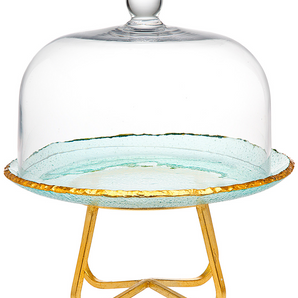 Harper Cake Dome 13" Set Gold