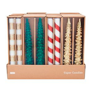 Tree and Stripe Taper Candles