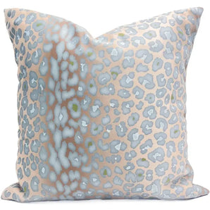 20x20 Blue Leopard Velvet Throw Pillow