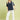 Navy Solid Collared V-Neck Top