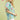 Seafoam Floral Puff Sleeve Scallop Hem Top