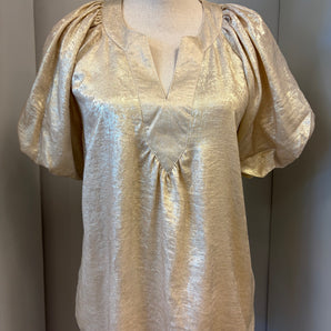 Metallic Puff Sleeve Blouse