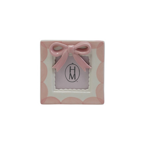 Pink & White Bow Stoneware Frame