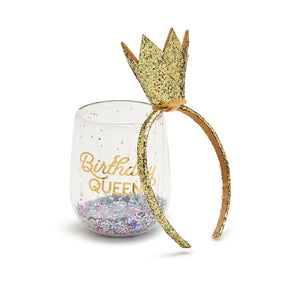 Birthday Queen Stemless Wine Glass