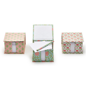 Floral Block Print Note Paper Caddy