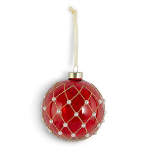 Red with Gold Diamond Ornament