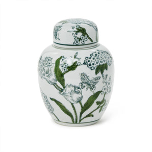 Green and White Ginger Jar