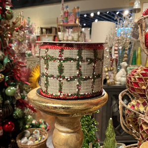 D Stevens 2.5" Pine Berry Lattice Ribbon