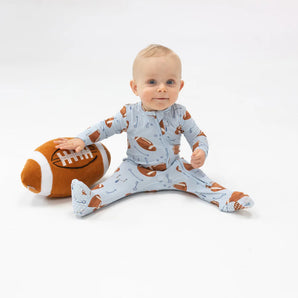 Angel Deer Football Blue Zipper Footie