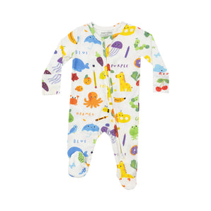 Angel Deer Learning Colors Zipper Footie