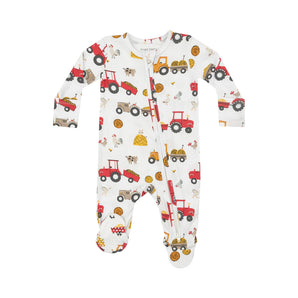 Angel Deer Happy Tractors Zipper Footie