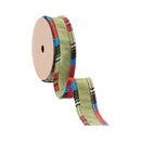 1" Green Ribbon with Plaid Piping and Backing