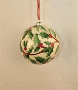 Holy White/Green Decoupage Ball Ornament