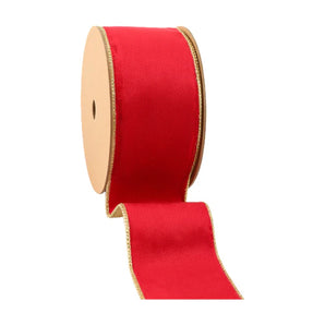 2.5" Red Velvet Ribbon with Gold Backing