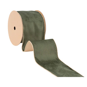 2.5" Moss Velvet Ribbon with Gold Backing
