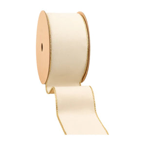 2.5" Ivory Velvet Ribbon with Gold Backing
