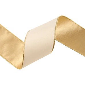 2.5" Ivory Velvet Ribbon with Gold Backing