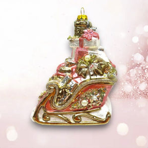 Pink Sleigh with Gifts Ornament