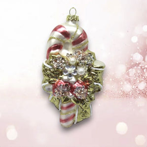 Pink/Gold Candy Cane Ornament