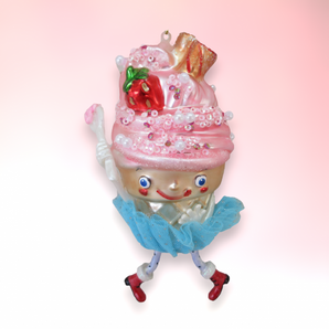 Miss Pink Cupcake with Legs Ornament