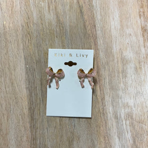 Pink Bow Studs