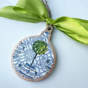 Blue Chinoiserie Topiary Bauble Ornament